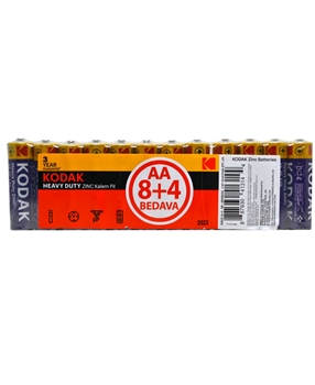 Kodak Heavy Duty ZINC AA Kalem Pil 8+4'lü Paket kodak, pil, kalem pil, kumanda pili, aa pil, kalın kalem pil, fener pili, oyuncak araba pili, kodak pil satın al, kalem pil fiyatları