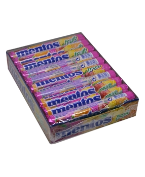 Mentos Şekerleme 37,5 gr X 20'li Paket Karışık Meyve Aromalı Çiğnenen Draje mentos, meyveli şeker, meyveli sakız, meyveli draje, çiğnenen, şekerleme, mentos karışık meyveli