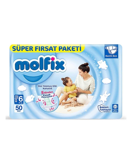 Picture of  Molfix Baby Diapers Size 6 50 Pieces Advantage Pack