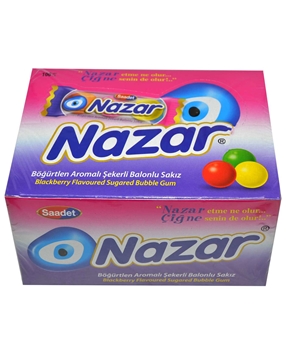 Nazar Sakız 100'lü Paket Böğürtlen Aromalı Şekerli Balonlu Picture of Nazar Sakız 100'lü Paket Böğürtlen Aromalı Şekerli Balonlu