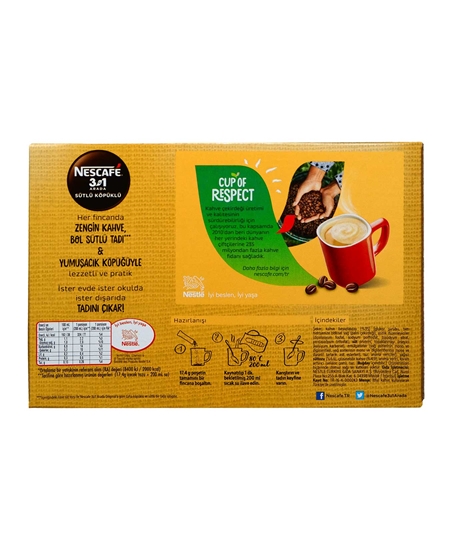 	nescafe, 3ü 1 arada, 3ü1arada, toz kahve, çözünebilir kahve, sütlü kahve, sütlü nescafe, köpüklü kahve, köpüklü nescafe, neskafe