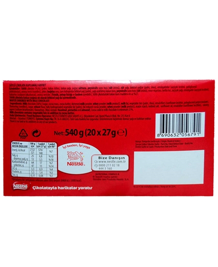 Picture of P-Nestle Classic Çikolatalı Gofret 27 gr X 20'li Kutu-SKT SORUNLU