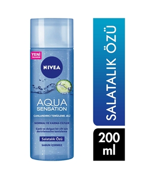 Nivea Cleansing Gel 200 ml Aqua Sensation Refreshing 	nivea, nivea aqua sensation, yüz temizleme jeli, makyaj çıkarıcı, makyaj çıkarma jeli, yüz bakımı, yüz bakım ürünleri, yüz temizliği