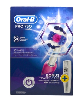 Oral B Rechargeable Toothbrush Pro 750 3D + Travel Case Picture of  Oral B Rechargeable Toothbrush Pro 750 3D + Travel Case