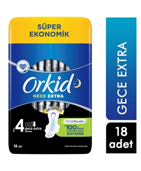 Orkid Night Extra Sanitary Pad Size 4 18 Pack Picture of Orkid Night Extra Sanitary Pad Size 4 18 Pack