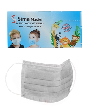 3 Katlı Telli Sima Çocuk Maske 50'li Paket Beyaz 4-12 Yaş Picture of 3 Katlı Telli Sima Çocuk Maske 50'li Paket Beyaz 4-12 Yaş