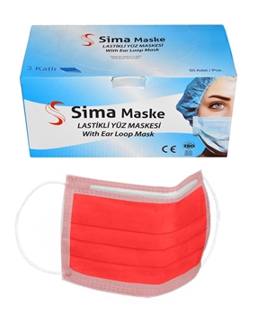 3 Layer Wired Sima Mask 50-Pack Red Picture of 3 Layer Wired Sima Mask 50-Pack Red