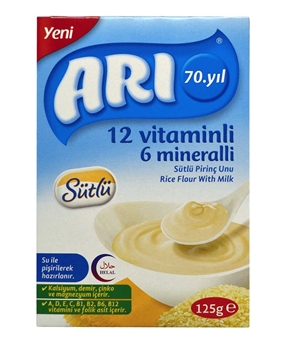 Arı Sütlü Pirinç Unu 125 Gr Sade arı, arı mama, bebek maması, mama, tahıllı bebek maması, pirinç unu, pirinç unu maması, arı bebek maması satın al, arı bebek maması fiyat