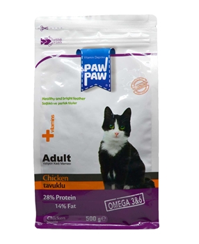 Paw Paw Kedi Maması Tavuk Etli 500 g pawpaw, kedi maması, hayvan maması, kuru kedi maması, yaş kedi maması, poşet kedi maması, tavuklu kedi maması, hayvansal gıda kedi maması, tahılsız kedi maması, kedi maması satın al, kedi maması fiyatları, toptan kedi maması
