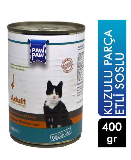 Picture of PawPaw Yetişkin Kedi Maması 400 gr Kuzulu Parça Etli Soslu
