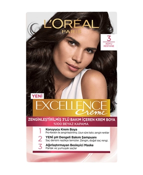 Loreal Excellence Set Saç Boyası Koyu Kestane No: 3 Picture of Loreal Excellence Set Saç Boyası Koyu Kestane No: 3