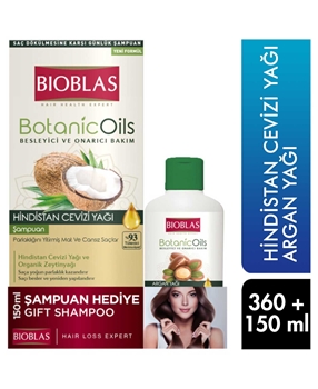 Bioblas Şampuan 360 ml Hindistan Cevizi Yağı  +150 ml Argan Yağı  Hediye Picture of Bioblas Şampuan 360 ml Hindistan Cevizi Yağı  +150 ml Argan Yağı  Hediye