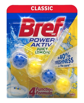 Bref Power Aktiv WC Block 50 Gr  -  Lemon bref, tuvalet bloğu, tuvalet blogu, klozet kokusu, banyo kokusu, tuvalet kokusu giderici, tuvalet temizleyici, sifon temizleyici