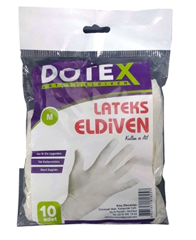 Dotex Lateks Eldiven M Orta Boy 10'lu Paket dotex, doteks, eldiven, beyaz eldiven, lastik eldiven, laboratuvar eldiveni, muayene eldiveni, ameliyat eldiveni, lateks eldiven, dotex Orta boy lateks eldiven satın al, dotex Orta boy lateks eldiven fiyat