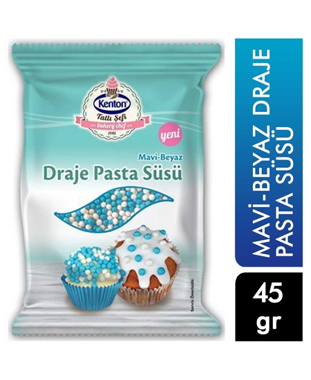 Picture of KENTON TATLI ŞEFİ DRAJE PASTA SÜSÜ MAVİ&BEYAZ 45g  YENİ