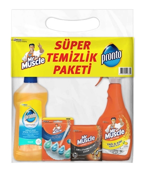 Mr. Muscle & Pronto Süper Temizlik Seti pronto, pıronto, mr muscle, mister masıl, mr mucsle, lavabo açıcı, gider açıcı, yüzey temizleyici, ahşap temizleyici, tuvalet bloğu, klozet bloğu, mutfak temizleyici, kir sökücü, yağ sökücü, ev temizliği, temizlik seti