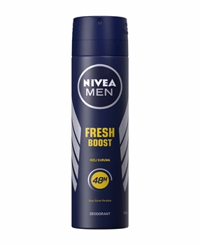 Nivea Men Deodorant 150 ml Fresh Boost nivea, nivea dedorant, nivea erkek deodorant, erkek deodorant, ter kokusu önleyici, ter önleyici, nivea fresh boost 150 ml satın al, nivea fresh boost 150 ml fiyat