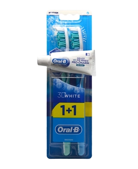 Oral B Toothbrush 1 + 1 3D White Medium + Toothpaste 15 ml Pro Repair Gift oral b, oralb, oral-b, diş fırçası, orta sert diş fırçası, oral b 3d white, oral b diş fırçası fiyatları, oral b diş fırçası satın al, oral b, oralb, oral-b, diş macunu, oral b diş macunu fiyatları, oral b diş macunu satın al, oral b onarım diş macunu, toptan diş macunu satın al, beyazlatıcı diş macunu
