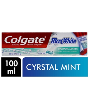 Colgate Diş Macunu Max White 100 ml Cyrstal Mint colgate, diş macunu, beyazlatıcı diş macunu, ferahlatıcı diş macunu, diş macunu fiyatları, ağız ve diş sağlığı, diş bakım ürünleri, diş macunu satın al, toptan diş macunu, toptan colgate