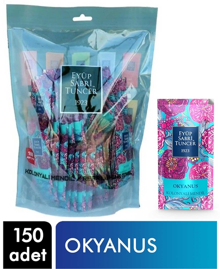 Picture of P-Eyüp Sabri Tuncer Kolonyalı Mendil 5x10 Küçük Boy 150 Adet Okyanus