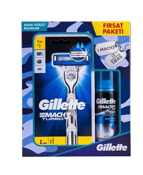 Gillette MACH 3 TURBO RAZOR 2 UP + 75 ML GEL gillette, gillette tıraş makinesi, gillette tıraş bıçağı, gillette tıraş jeli, gillette asker paketi