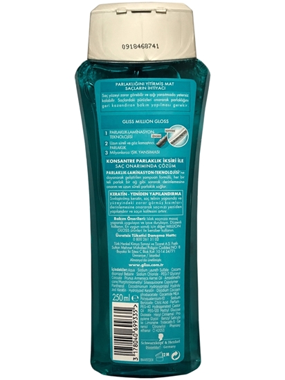gliss, gliss şampuan, şampuan, kuru saçlar için şampuan, gliss million gloss, gılis, glis, glis million gloss 250 ml satın al, glis million gloss 250 ml fiyat