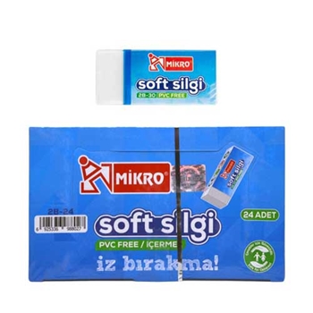 Mikro Soft Silgi 24'lü Kutu mikro, silgi, soft silgi, yumuşak silgi, iz bırakmayan silgi, kurşun kalem silgisi, okul silgisi, okul alışverişi, kırtasiye alışverişi, öğrenci alışverişi, öğrenci silgisi, defter silgisi, silgi fiyatları, silgi satın al, toptan silgi satın al