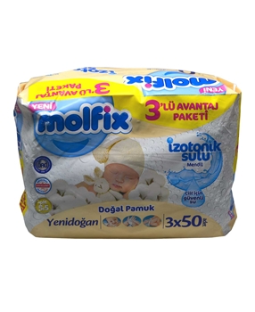 Molfix Wet Wipes Newborn With 3x50 Isotonic Water Picture of  Molfix Wet Wipes Newborn With 3x50 Isotonic Water