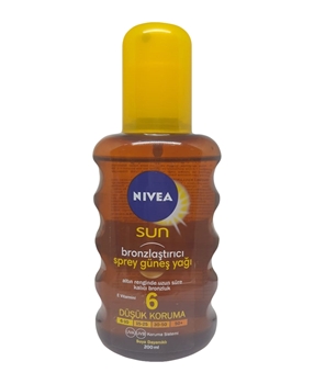 P-Nivea Sun Bronzer Spray Sunscreen Oil 6 GFK 200 ml nivea, nivea sun, gunes kremi, gunes yagi, gunes spreyi, bronzlasma, bronzlaştırıcı