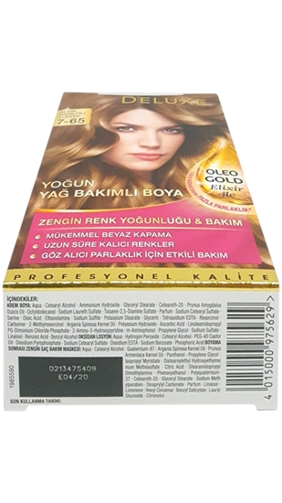Picture of P-Palette Deluxe Altın Parıltılı Toffee Oleo Gold 7-65 Tüp Krem Saç Boyası 50 ml