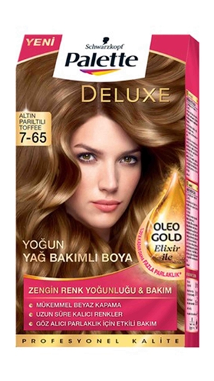 Picture of P-Palette Deluxe Altın Parıltılı Toffee Oleo Gold 7-65 Tüp Krem Saç Boyası 50 ml