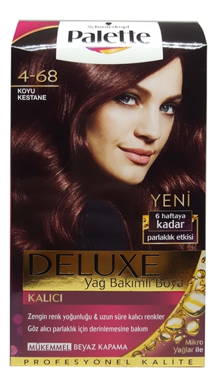 Picture of P-Palette Deluxe Koyu Kestane 4-68 Tüp Krem Saç Boyası 50 ml