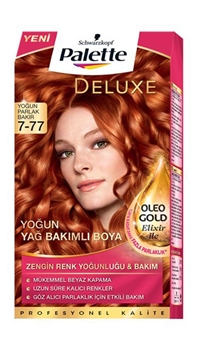 P-Palette Deluxe Yoğun Parlak Bakır Oleo Gold 7-77 Tüp Krem Saç Boyası 50 ml Picture of P-Palette Deluxe Yoğun Parlak Bakır Oleo Gold 7-77 Tüp Krem Saç Boyası 50 ml