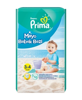 Prima Swimsuit Baby Diapers 3-4 Size 12 Pieces  Picture of  Prima Swimsuit Baby Diapers 3-4 Size 12 Pieces