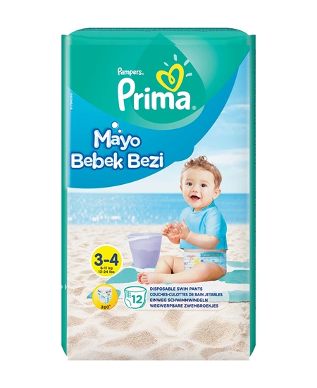 Picture of  Prima Swimsuit Baby Diapers 3-4 Size 12 Pieces 