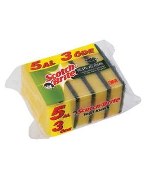 Scotch Brite Klasik Yeşil Bulaşık Süngeri 5'li scotch brite, scotch brite bulaşık süngeri, bulaşık süngeri