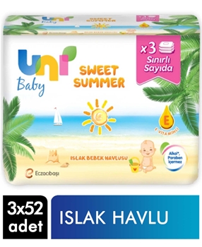 Uni Baby Wet Wipe 52's x 3 Pack Sweet Summer Picture of Uni Baby Wet Wipe 52's x 3 Pack Sweet Summer