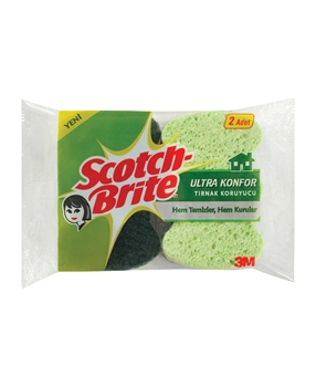 Scotch Brite Ultra Konfor Tırnak Koruyuculu Bulaşık Süngeri 2'li scotch brite, scotch brite bulaşık süngeri, bulaşık süngeri
