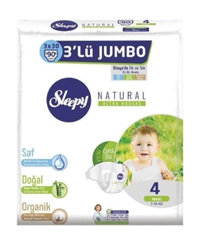 Sleepy 3'lü Jumbo Bebek Bezi 90'lı Natural Ultra Hassas 4 Maxi sleepy, bebek bezi, maxi bebek bezi, 4 numara bebek bezi, sleepy bebek bezi, bebek bezleri, bebek bezi fiyatları, bebek bezi satın al, toptan bebek bezi, bebek bezi markaları