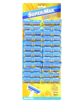 SuperMax Banyo Tıraş Bıçağı 96'lı Kartela (2x48) supermax, tıraş, jilet, tıraş bıçağı, kullan at tıraş bıçağı, tıraş bıçağı fiyatları, tıraş bıçağı satın al, toptan tıraş bıçağı, banyo tıraş bıçağı, vücut tıraş bıçağı