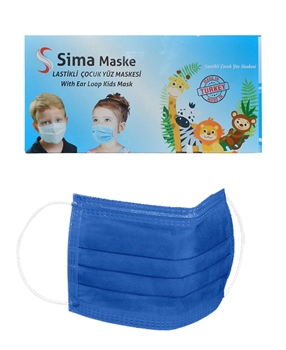 3 Katlı Telli Sima Çocuk Maske 50'li Paket Koyu Mavi 4-12 Yaş Picture of 3 Katlı Telli Sima Çocuk Maske 50'li Paket Koyu Mavi 4-12 Yaş