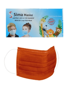 3 Katlı Telli Sima Çocuk Maske 50'li Paket Turuncu 4-12 Yaş Picture of 3 Katlı Telli Sima Çocuk Maske 50'li Paket Turuncu 4-12 Yaş
