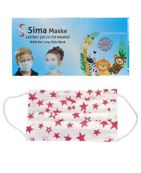 Sima Maske 50'li Paket Yıldız Desenli 4-12 Yaş Picture of Sima Maske 50'li Paket Yıldız Desenli 4-12 Yaş