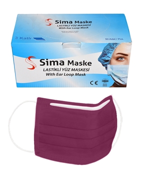3 Layer Wired Sima Mask 50 Packs Claret Red Picture of 3 Layer Wired Sima Mask 50 Packs Claret Red
