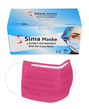 3 Layer Wired Sima Mask 50-Pack Dark Pink Picture of  3 Layer Wired Sima Mask 50-Pack Dark Pink