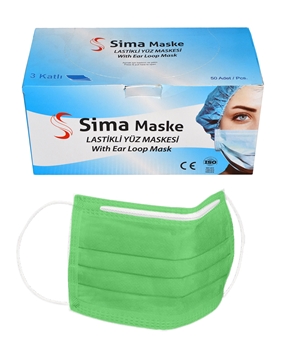3 Layer Wired Sima Mask 50-Pack Medical Green Picture of 3 Layer Wired Sima Mask 50-Pack Medical Green