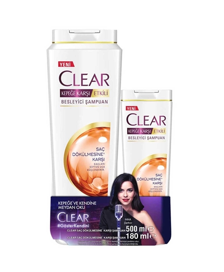 Picture of Clear Şampuan 500 ml + 180 ml Hediyeli Kepeğe Karşı Etkili Besleyici