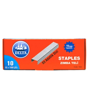 Delta Zımba Teli 15 Kağıt Kapasiteli Beyaz Renk 10'lu Kutu delta, zımba, zımba teli, kağıt zımbası, tel zımba, tel zımba fiyatları, tel zımba satın al, toptan tel zımba satın al, ofis zımbası