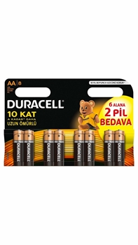 Duracell AA  Battery Gift Pack 6 + 2 duracell, pil, kalem pil, aa pil
