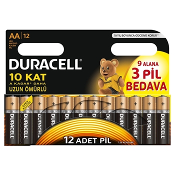 Duracell Alkaline AA Battery Advantage Package 12 Pieces Duracell, İnce Kalem Pil, aa pil, aa ince pil